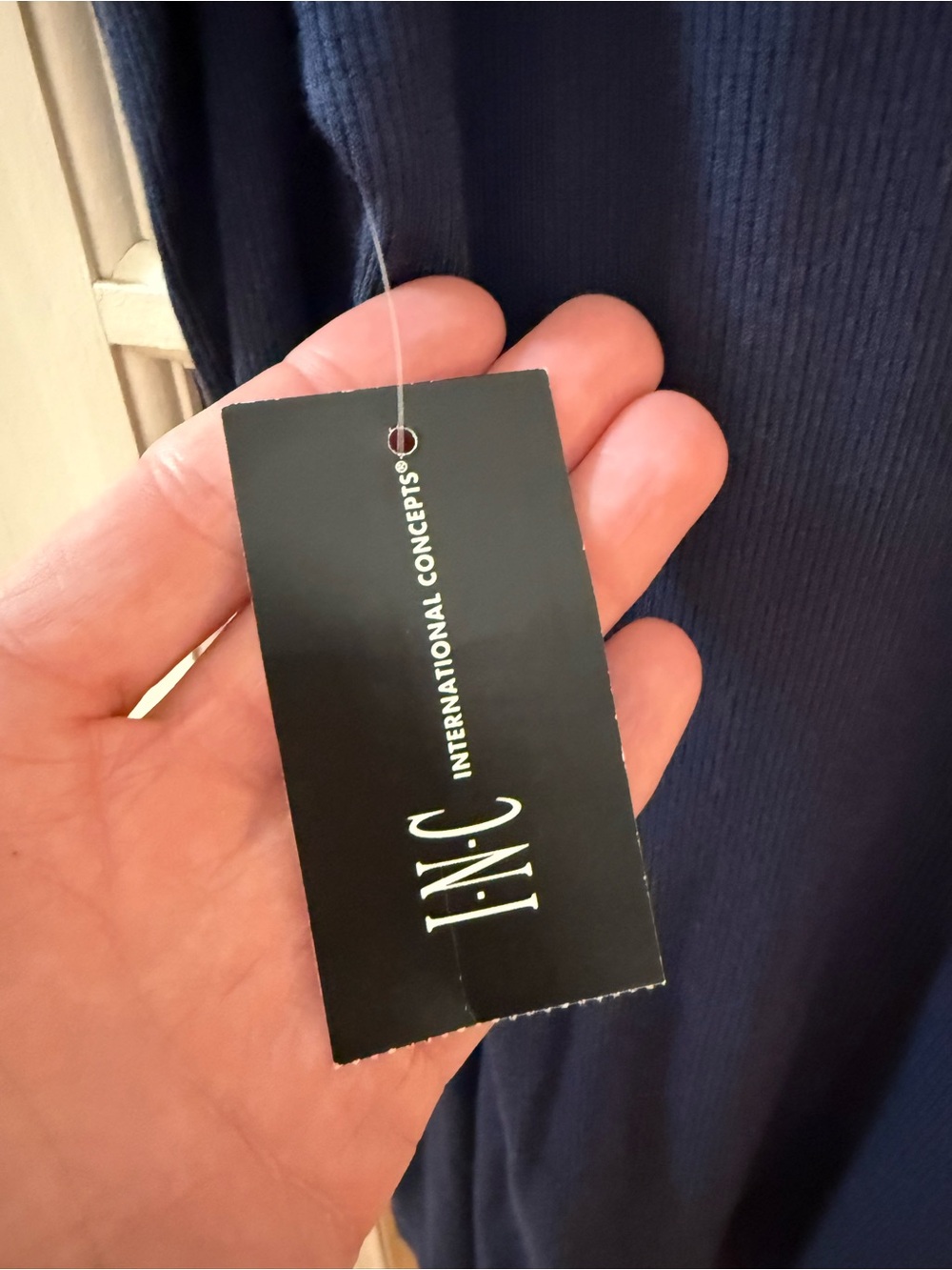 INC Navy Puff Shoulder ribbed Turtleneck Top navy small NWT (#204) - Picture 6 of 9